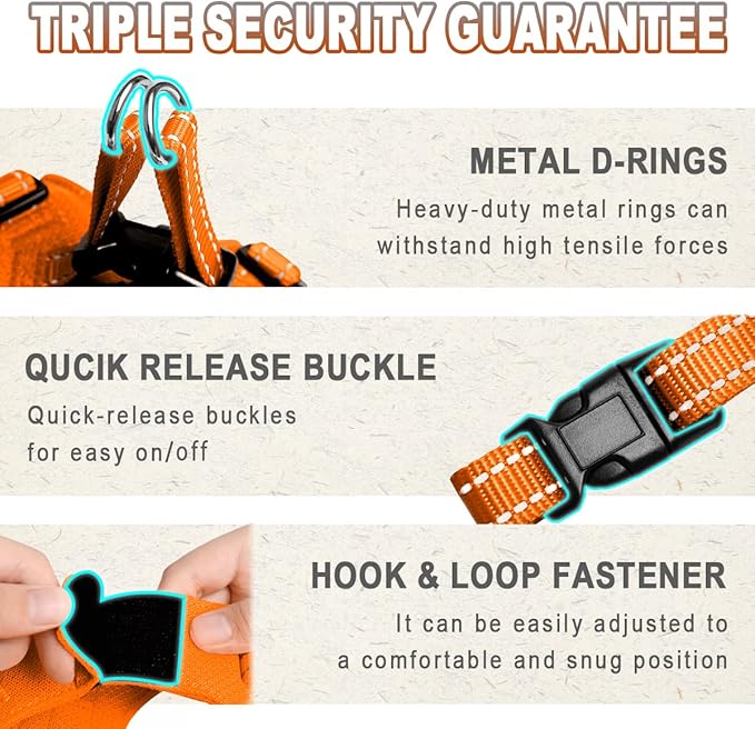 Dog Harness Step in Dog Vest Harness, Reflective Adjustable Puppy No Pull Harness Breathable Soft for Small and Medium Dogs Cats, Orange, S