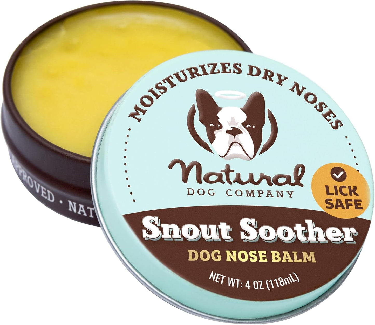 Natural Dog Company Snout Soother Dog Nose Balm, 4 oz. Tin, Dog Balm for Paws and Nose, Moisturizes & Soothes Dry Cracked Noses, Plant Based Nose Cream for Dogs