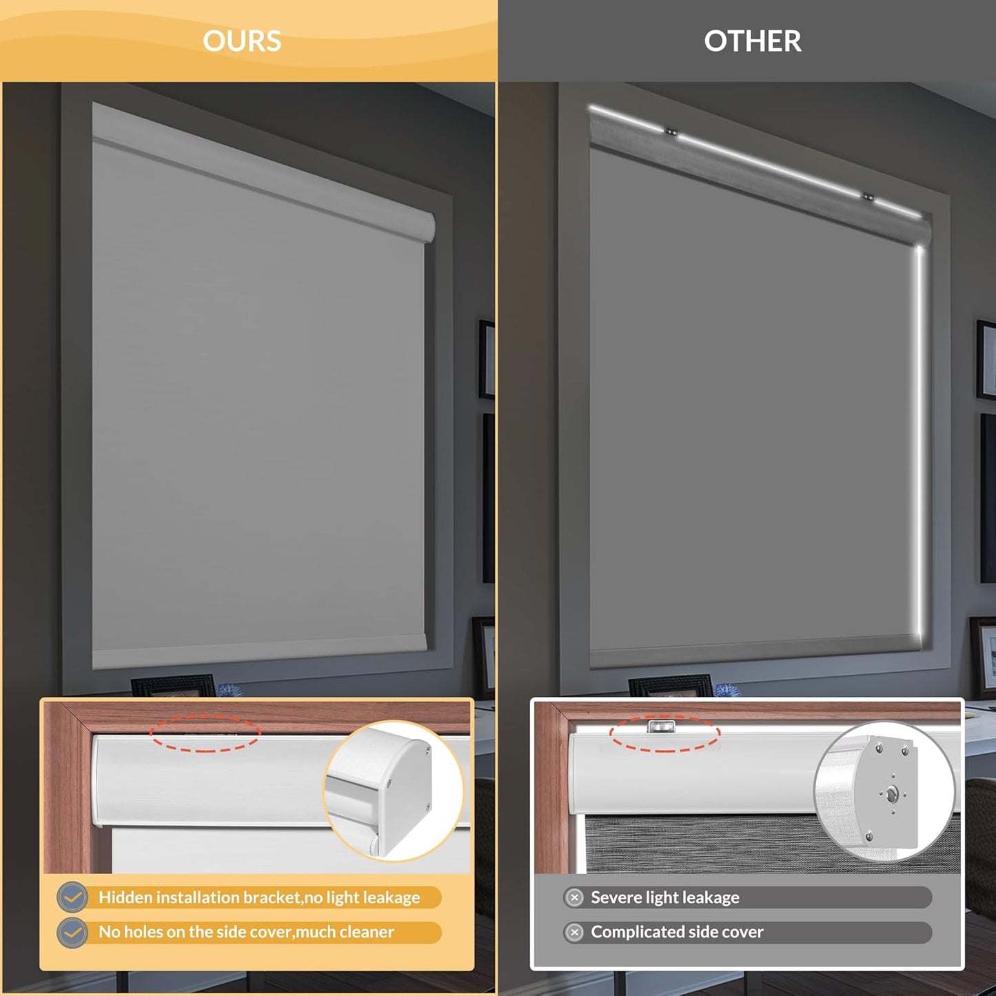 Boolegon Blackout Roller Shades for Windows,Cordless,Roller Blinds for Windows,Thermal Insulated Fabric UV Protection,Window Blinds Shades for Home,Office,Bedroom,Door,Blackout-Pure White,Custom Now