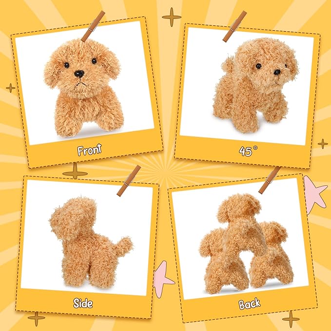 Sumind 9 Pcs 4 5 Mini Plush Stuffed Puppy Dog Party Favor Small Dog Stuffed Animal Bulk Soft Toy Doll Cute for Kids Gift Graduation Stocking Stuffers Baby Shower Birthday(Long Plush Puppy)