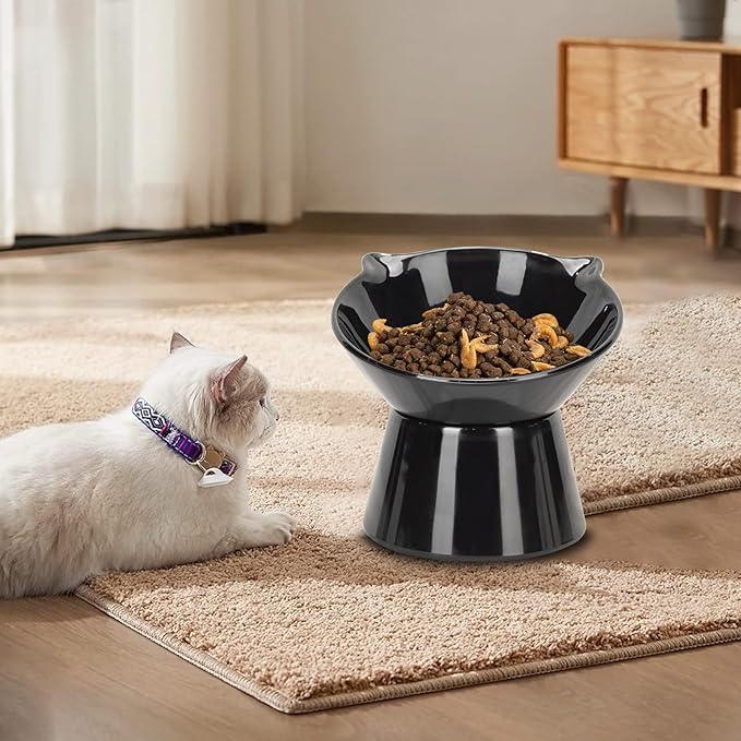 Detachable Elevated Cat Bowls, 15° Tilted Raised Cat Food Bowl Anti-Vomiting,Whisker Friendly, Adjustable Cat Dishes for Protecting Spine,Adult Kitten