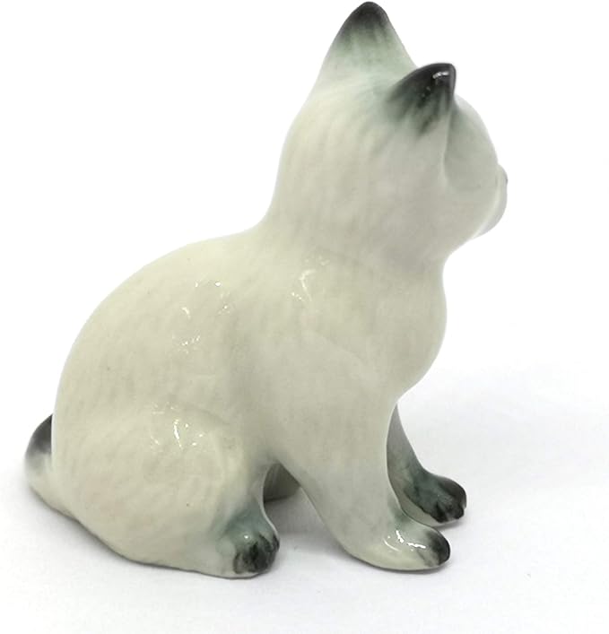 ZOOCRAFT Hand Painted Porcelain Miniature Collectible Ceramic Siamese Cat Figurine