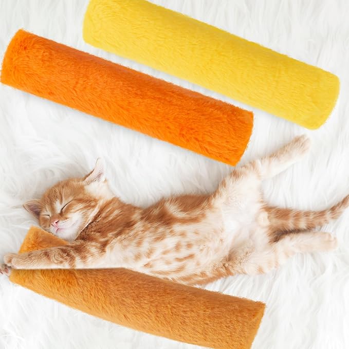 Civaner 6 Pcs 10.6 Inch Fall Cat Toys Thanksgiving Catnip Toys Interactive Kitten Kicker Soft Plush Cat Pillow Sticks Kitten Chasing Chewing Exercising Catnip Sticks Indoor Gift (Gold, Yellow, Orange)