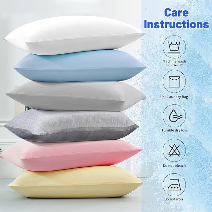 Cooling Pillow Cases for Hot Sleepers - Double Side Arc-Chill Q-Max>0.5 Cooling Fiber Cool Pillow Cases 2 Pack - Breathable Soft Cold Pillow Cases with Hidden Zipper (Blue, 20" x 36")