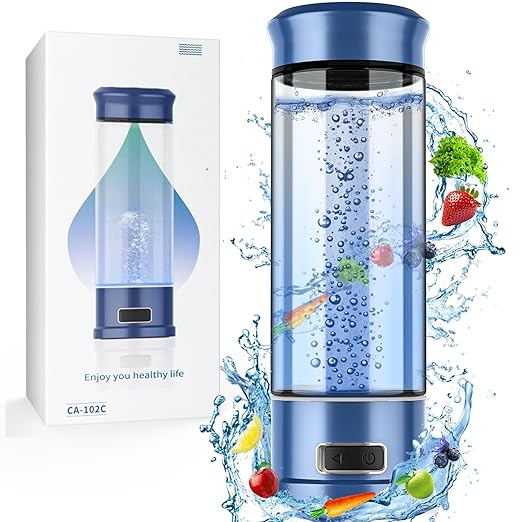 Hydrogen Water Bottle, Hydrogen Water Bottle Generator, 5-Min Electrolysis 1500 PPB Smart Water Ionizer with SPE/PEM Technology, Hydrogen Water Machine for Women Men Office School Bike Running Travel