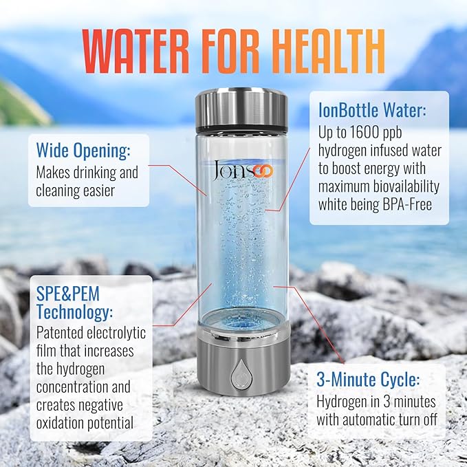 Hydrogen Water Bottle - Portable Hydrogen Water Generator with SPE PEM Technology – 420ml Hydrogen Water Ionizer Machine for Home Gym Travel and Gifting