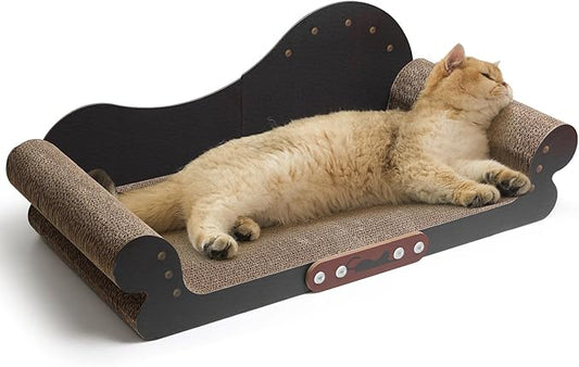 ComSaf Large Cat Scratcher Bed - 26" Cat Scratching Board Cat Couch Scratcher Cardboard, Durable Scratch Lounge Bed, Long Lasting Scartching Pads for Indoor Cats, Furniture Protector