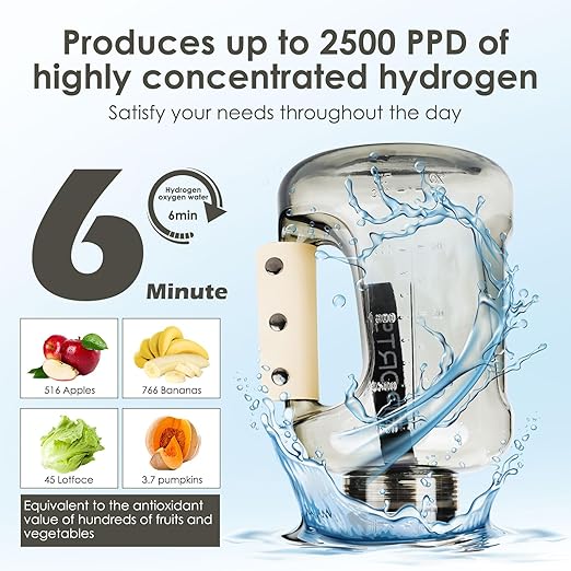 Hydrogen Water Bottle, 50 OZ Portable Hydrogen Water Bottle Generator Machine Hydrogen Rich Ion Hydrogen Water Ionizer for Home Sport Travel Exercise Gift (Black)