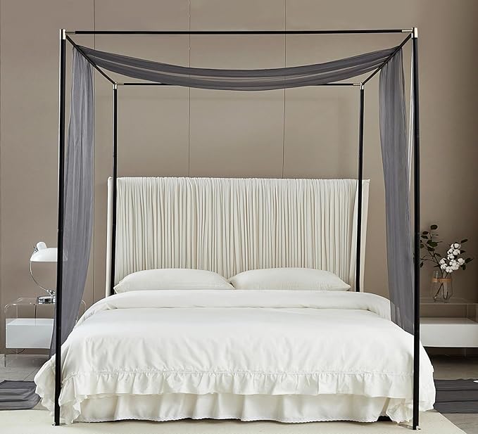 Akiky Canopy Bed Curtains Queen Sheer Grey Bed Canopy Scarf Bed Canopy,Kids Bed Scarf-Curtains for Room Décor or Wedding Party Décor(2 Bed Canopy)