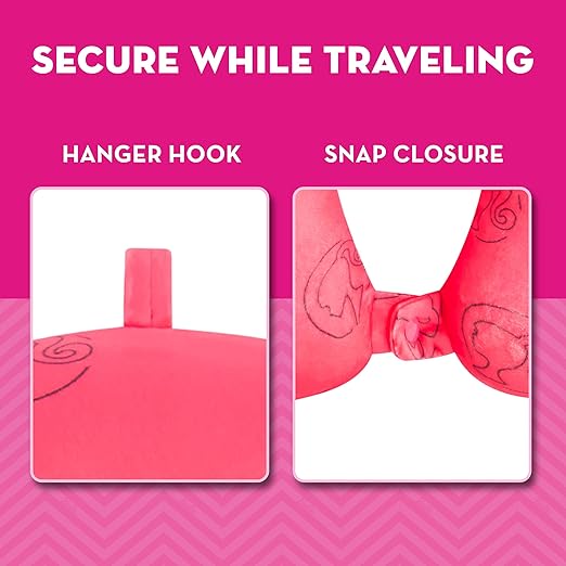 FUL Barbie Neck Pillow, Memory Foam Travel Accessories for Airplane, Car and Office, Comfortable and Breathable, Pink