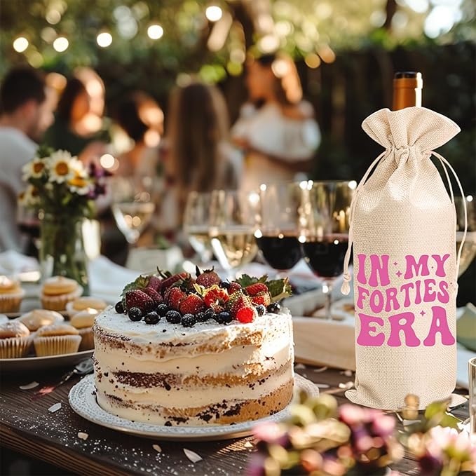 In My Forties Era Wine Bag-Premium quality wine carrier with stylish design.Unique wine bag for 40th birthday decoration.40th birthday gift for her