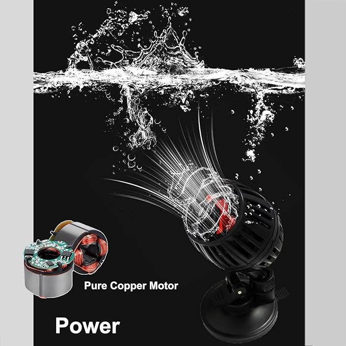 Carefree Fish Aquarium DC12V 10W Wave Maker 4 Level Adjustable Flow Rate Powerhead 1500Gph Wave Pump for 10~60Gal Freshwater and Saltwater Fish Tank