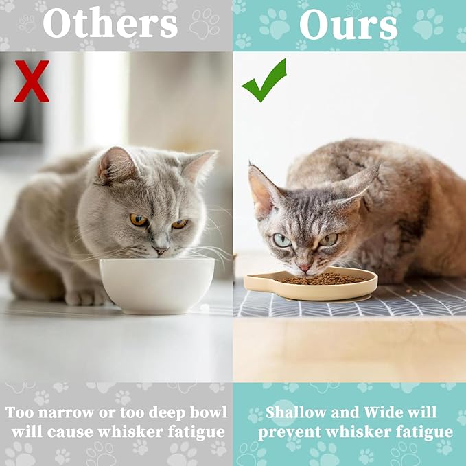 Silicone Dog Bowl Shallow Cat Bowls Set of 3, 7 Inch Wide Whisker Fatigue Flat Puppy Bowls for Small Dogs and Cats, No Spill Less Mess Cat Dog Plates with Suction Cup for Dry and Wet Food