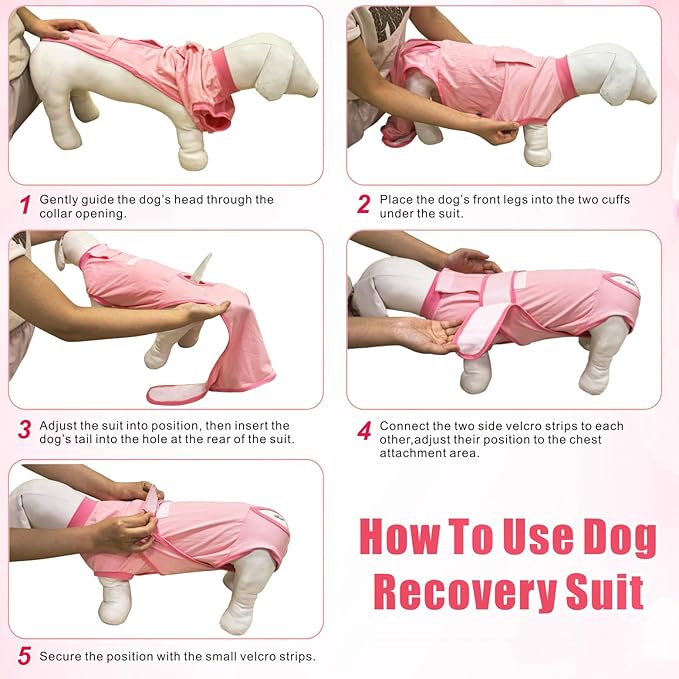 Idepet Dog Recovery Suit Female,Dogs Onesie Suit Surgery Male Breathable Pet Bodysuit for Spay Neuter E-Collar & Cone Alternative Surgical Suit Puppy Abdominal Anti Licking Wounds Shirt (Pink, XL)
