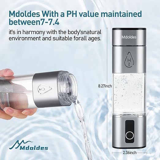 Hydrogen Water Bottle，SPE/PEM Electrolysis Technology, 6000ppb, Food Grade PC, Exhaust Pressure Relief Hole, LED Touch Screen, Suitable for Daily Hydration, Hydrogen Water Bottle Generator