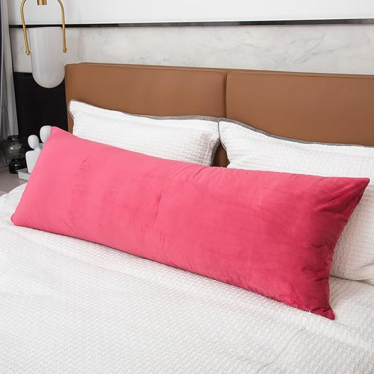 Body Pillow Cover, 20x54 Inches Body Pillow Case Cover with Zipper, Soft Fuzzy Velvet Long Pillow Pillowcase (Red)