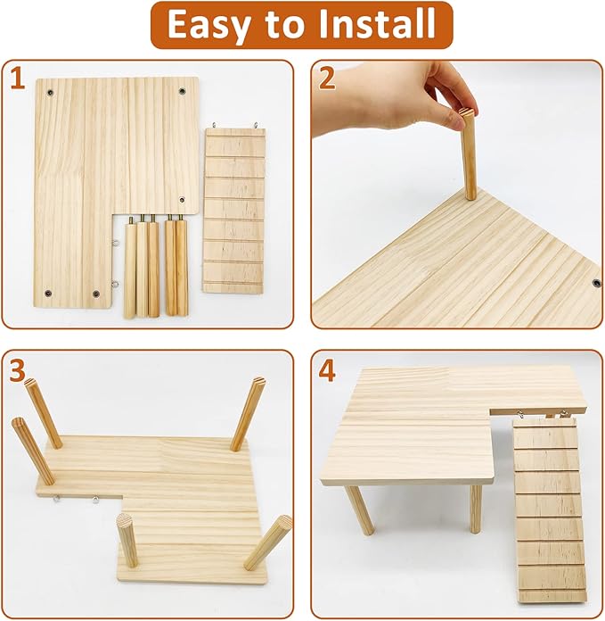 BNOSDM Wooden Hamster Platform with Legs Small Animal Standing Platform Exercise Toy Cage Accessories for Syrian Dwarf Hamsters Guinea Pigs Gerbils Degus Chinchillas Mice Bird
