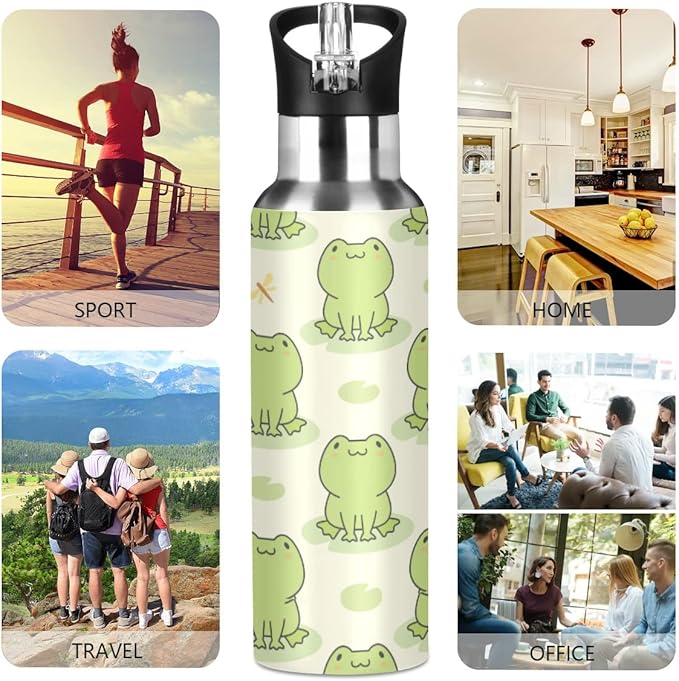 MNSRUU Insulated Water Bottle with Straw, Rainbow and Unicorns Stainless Steel Flasks for Sports Cycling Hiking School