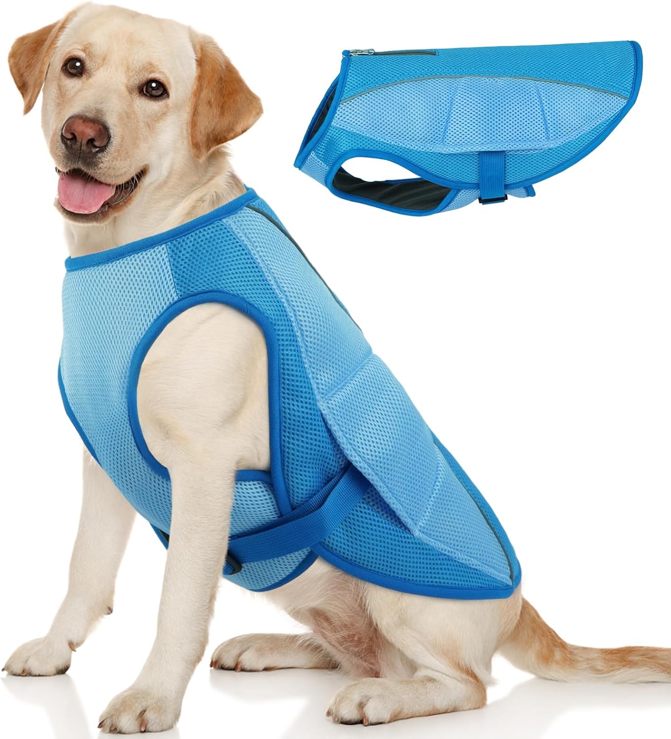 ROZKITCH Dog Cooling Vest, 2-Layer Lightweight Breathable Mesh Performance, Full Coverage Adjustable Buckle Fit Dog Jacket for Large Dogs 2XL