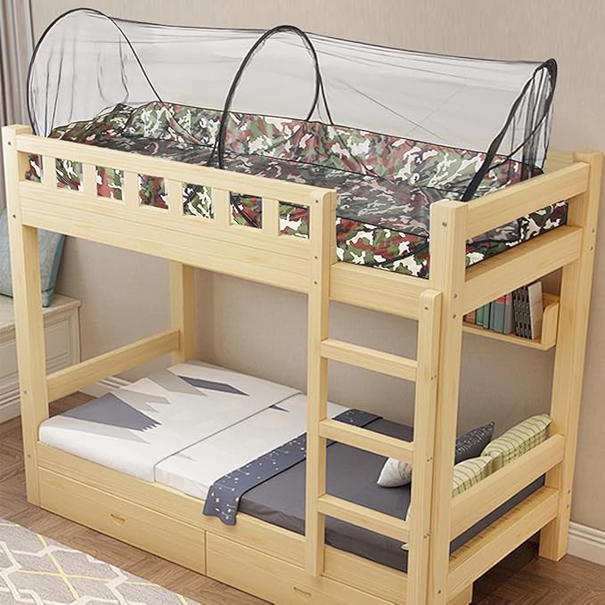 Akiky Mosquito Net Pop Up Bed Net Tent with Camouflage Bottom Portable&Foldable Bed Canopy for Bunk Bed Twin XL Sleeping Tent for Indoor Outdoor