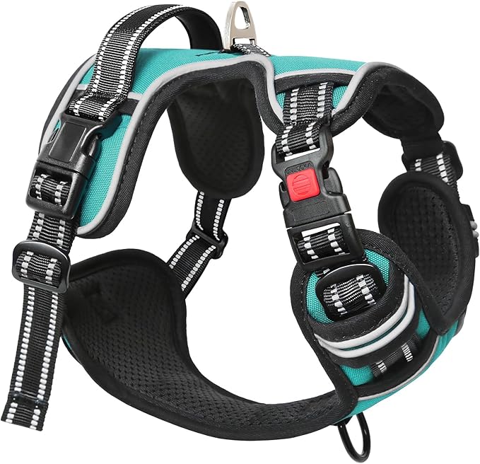 Timos Dog Harness, No-Pull Pet Harness with 2 Leash Clips, 3 Snap Buckles Adjustable Soft Padded Dog Vest, Reflective No-Choke Pet Oxford Vest with Easy Control Handle for Small Medium Large Dogs