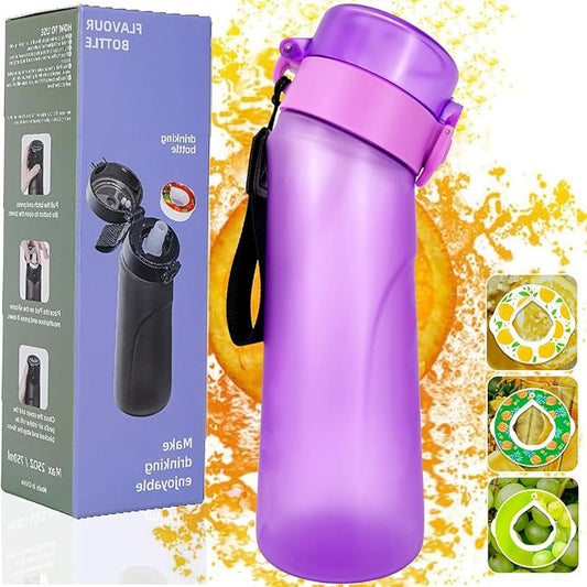 Air Water Bottle,750ML Scent Water Cup with 3 Flavour Pods,Leak Proof Sports Water Cup with Straw Suitable for Outdoor Sports,Gifts From Friends, Birthday Gifts (New Purple + 3pods)