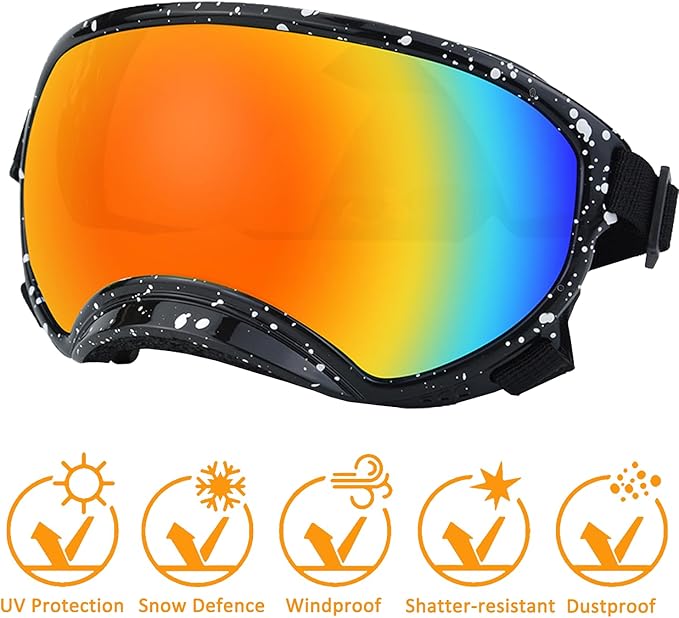 Medium Dog Sunglasses with Adjustable Strap UV Protection, Winproof Dog Puppy Sunglasses, Suitable for Medium Dog Pet Glasses, Dogs Eyes Protection,Soft Dog Goggles