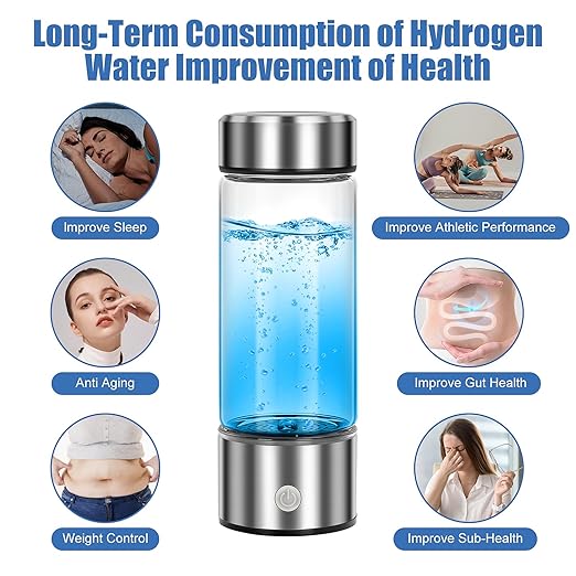 Hydrogen Water Bottle, ShineMe Hydrogen Water Bottle Generator, 3 Minutes Quick Electrolysis, Hydrogen Water Machine Improve Water for Home, Travel, Exercise and Daily Drinking