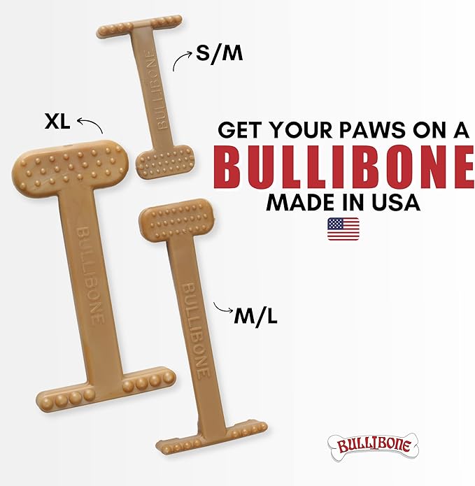 Bullibone Nylon Dog Chew Toy Nylon Bone - Improves Dental Hygiene, Easy to Grip Bottom, and Permeated with Flavor (Beef, Large - 2 Pack)