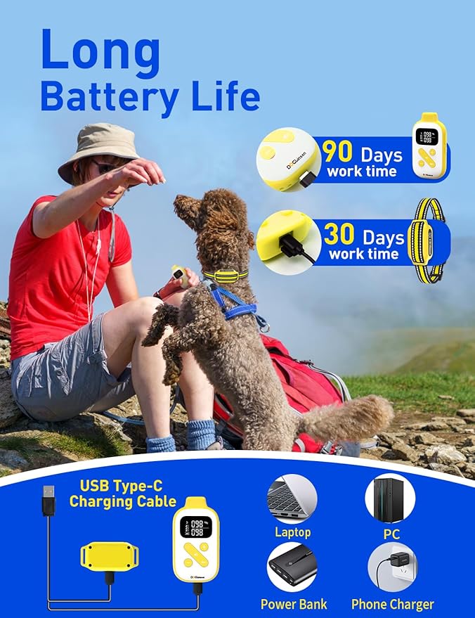 No Shock Dog Training Collar, Vibrating Dog Collar with Remote 2800Ft, Vibration Collar for Puppy Small Medium Large Dogs - No Prongs (Yellow)