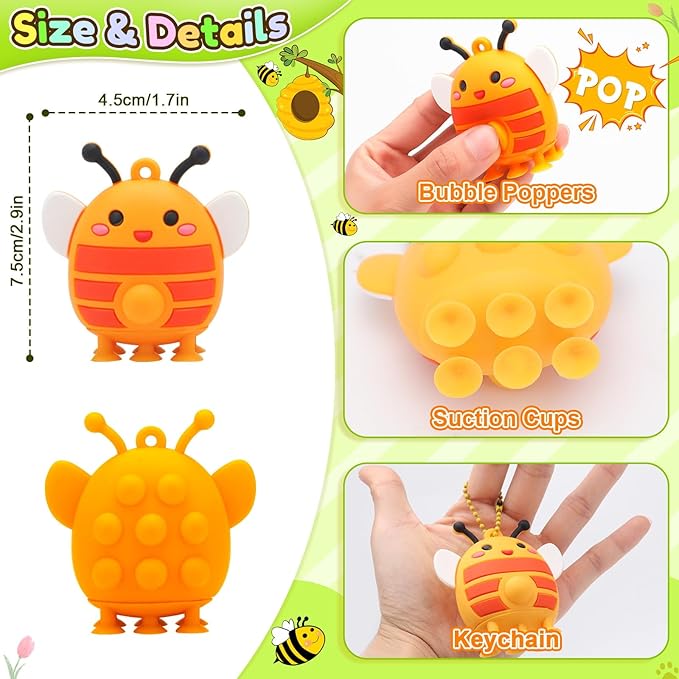 24pcs Party Favors for Kids - 3D Animal Pop Fidget Toys Bulk for Goodie Bag Stuffers, Treasure Box Toys for Classroom, Pinata Stuffers Carnival Prizes, Bath Suction Toys for Toddlers