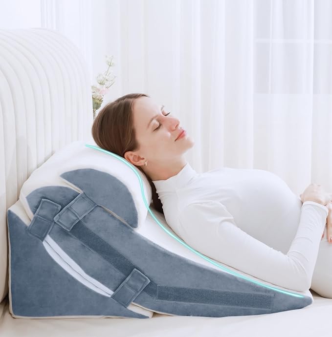 Bed Wedge Pillow for Sleeping, 12&18&25 Inch Adjustable Height Memory Foam Wedge Pillow for After Surgery, 12-in-1 Wedge Pillow for Acid Reflux, Snoring, Gerd, Back Pain