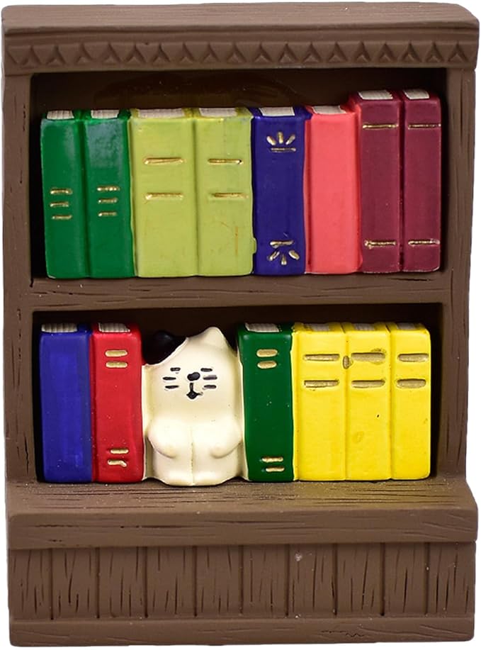 Miniature Figurines Cute Bookshelf Cat Figurine Office Desk Decor Funny Gifts