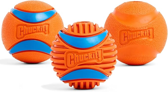 Chuckit! Dog Balls - Interactive Dog Toys, High-Bounce Fetch Ball, Ultra and Rugged Balls, Durable - Size Medium, 2.5-inch Diameter, Set of 3