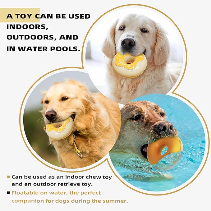 LiuMelinda Dog Chew Toys for Aggressive-Chewers - Indestructible Dog Toy for Aggressive Chewer，Tough Chew Toys for Dogs （Rubber Yellow-Donut）