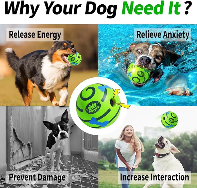 Giggle Ball for Dogs 2 Pack, Glowing Interactive Dog Toys Balls, Rolling Squeaky Toy for Large Medium Small Dogs, Fun Giggle Sounds Attract Attention When Rolled or Shaken - 3.14 inch