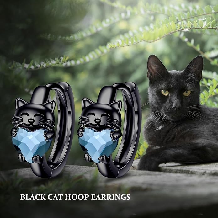 925 Sterling Silver Cat Earrings Cute Animal Kitten Stud Earrings cat Jewelry Gifts for Women Girls Hypoallergenic Earrings for Sensitive Ears