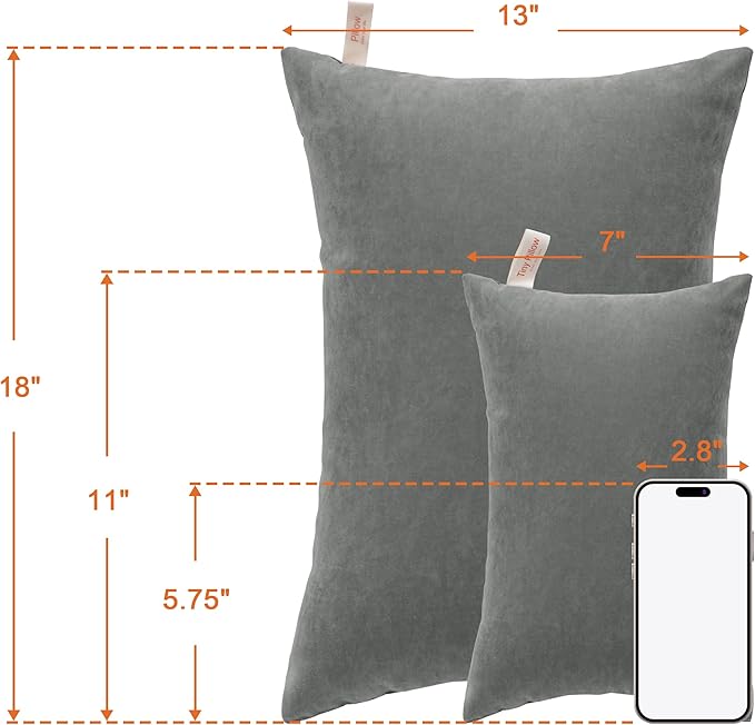 NTBAY Toddler Pillows, Down Alternative 13"x18" Pillows, Machine Washable - Soft and Breathable Travel Small Pillows for Sleeping, Ideal for Daycare, Crib, Cot, Dark Grey