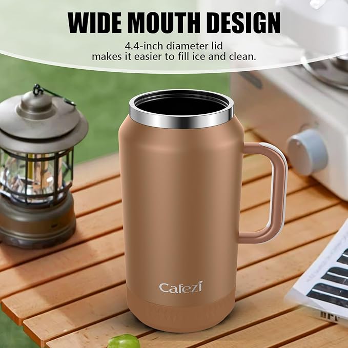 64oz Half Gallon Insulated Water Jug with Flip Straw & Silicone-Grip Handle - Leak-Proof, Sweat-Free, BPA-Free, Iced for 34 Hours, Wide Mouth, Dishwasher Safe, Anti-Slip Base