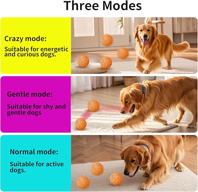 Smart Interactive Dog Toys, Activated Moving, Bouncing, Rotating Ball for Medium/Large Dogs, Motion-Activated Dog Ball to Keep Them Busy, IP54 Waterproof & E-TPU, Fun & Engaging Dog Gift