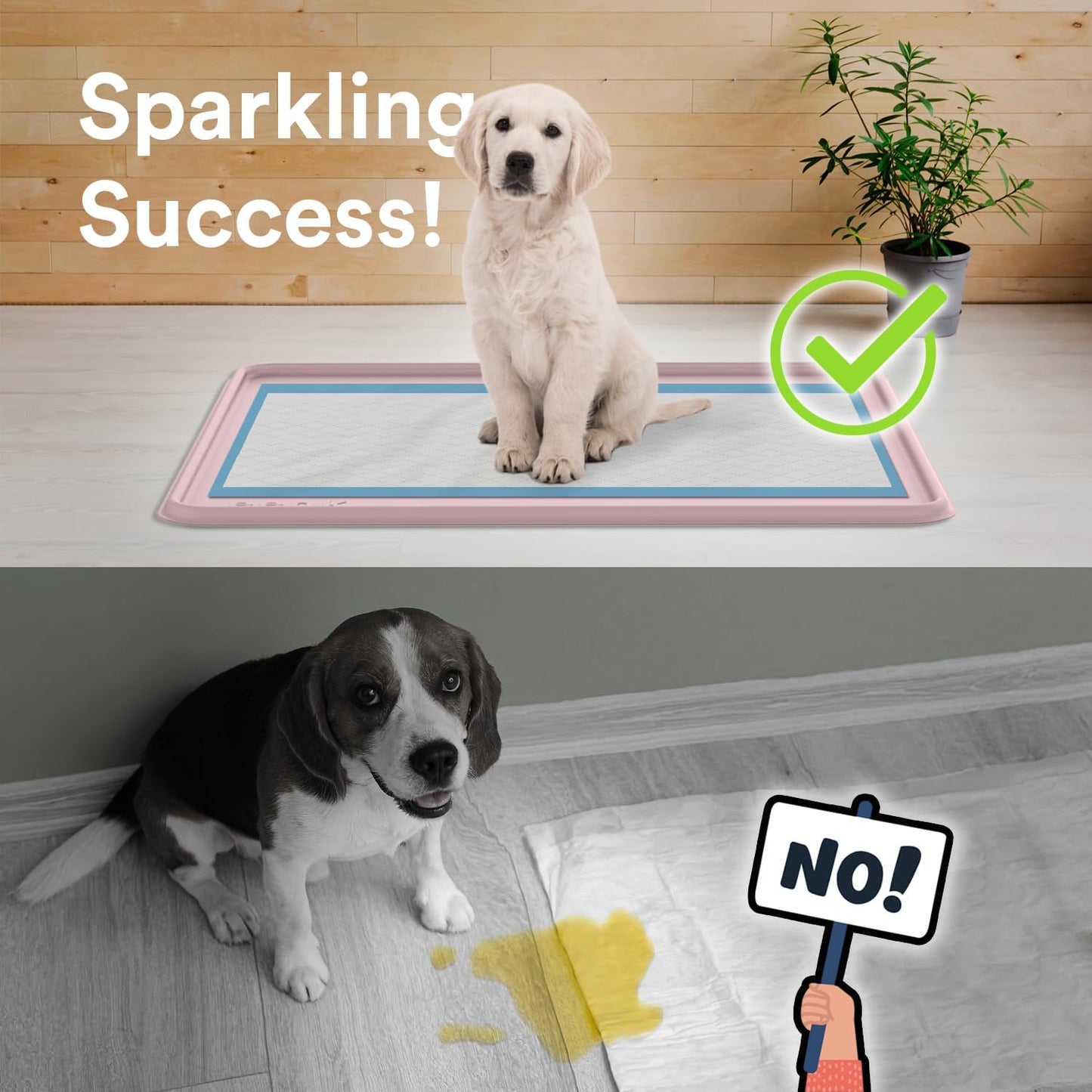 Pee Pad Tray Holder for Dogs - Fits Up to 22 x 22 in. Square Potty Training Pads No Spill Raised Lip High Edge Silicone Mat, Extra Thick and Non-Slip for Indoor Floor Protection (Small, Pink) | eenk