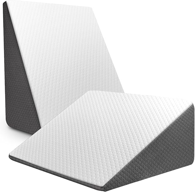 Wedge Pillow for Sleeping, 7.5 Inch Bed Wedge Pillow for Headboard, Wedge Pillow for Acid Reflux, After Surgery, Snoring, Cooling Memory Foam Top Triangle Pillow Wedge, Removable Cover