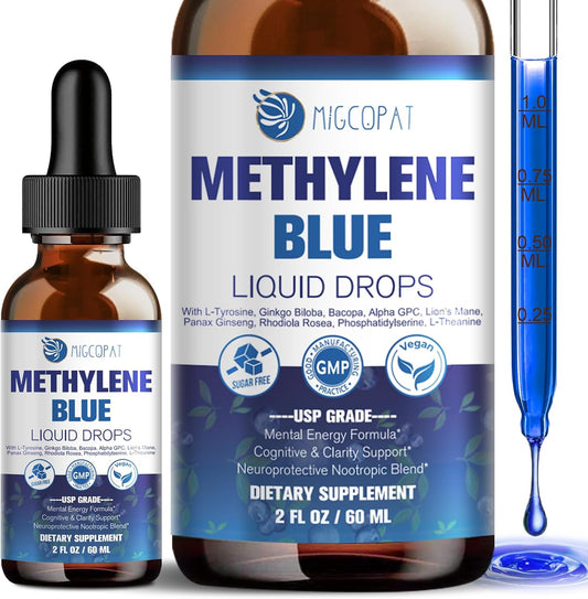 Methylene Blue Drops, with Alpha GPC, Lion’s Mane & Bacopa, 2 fl oz