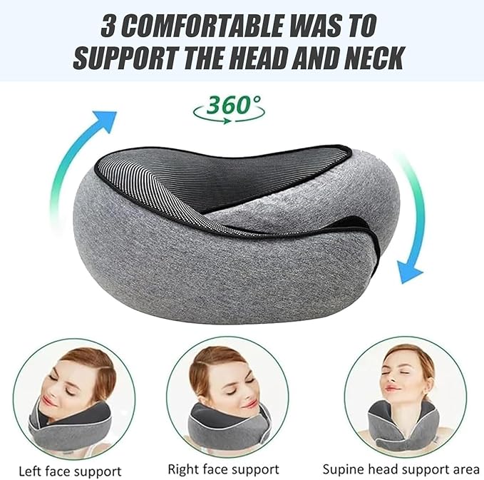 Travel Neck Pillows for Airplanes 2024 New Travel Pillow Neck Travel Pillow Memory Foam Airplane Pillow Soft Airplane Neck Pillow(Grey Black)