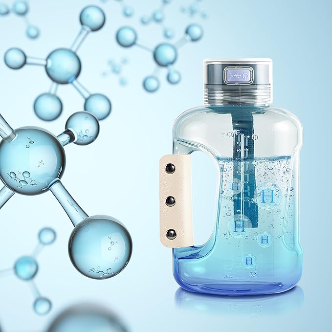 Hydrogen Water Bottle, Hydrogen Water Bottle Generator with SPE PEM Technology, Requires only Six Minutes of Rapid Electrolysis Portable, 50 Oz./1500ML(Black)