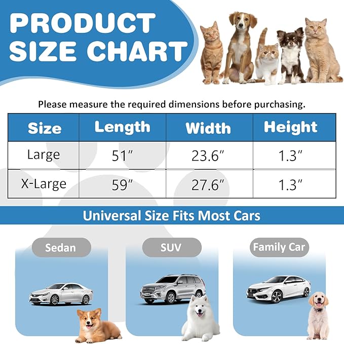 VClife Dog Bed Mat for Car, Anti Slip Pet Bed Travel Pad Comfortable Furry Dog Car Seat Cover for Backseat Extender, Washable Pet Cushion Bed Mat for Indoors & Outdoors (Beige, 51"×23.6")
