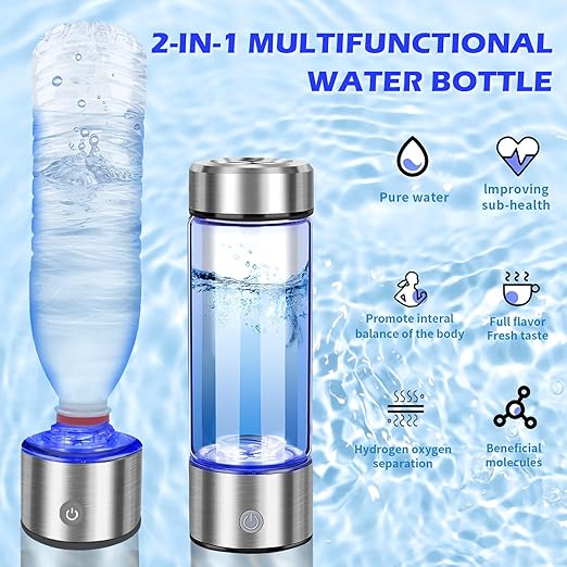 Hydrogen Water Bottle, 420ML Hydrogen Water Bottle Generator with SPE Pem Technology,3min Electrolysis Hydrogen Water Machine,Portable Hydrogen Water Generator for Office, Travel, Sports and Daily.