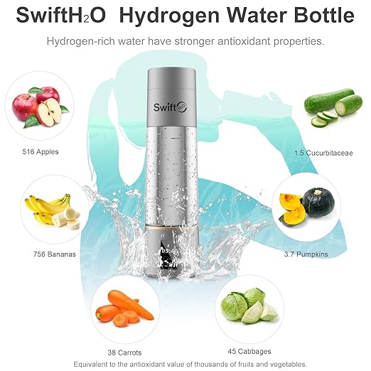 Hydrogen Water Bottle 2024 with PEM SPE Technology, PEM Electrolysis Hydrogen Generator 4000+ PPB LED Display, Hydrogen Water Ionizer Machine for Home Office Travel, Gifts for Men and Women