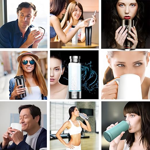 Hydrogen Water Bottle Generator 480ml Hydrogen Water Generator IC Intelligence Alkaline Water Machine Double Layer Glass Alkaline Water Bottle Led Water Ionizer USB Alkaline Water Filter Bottle