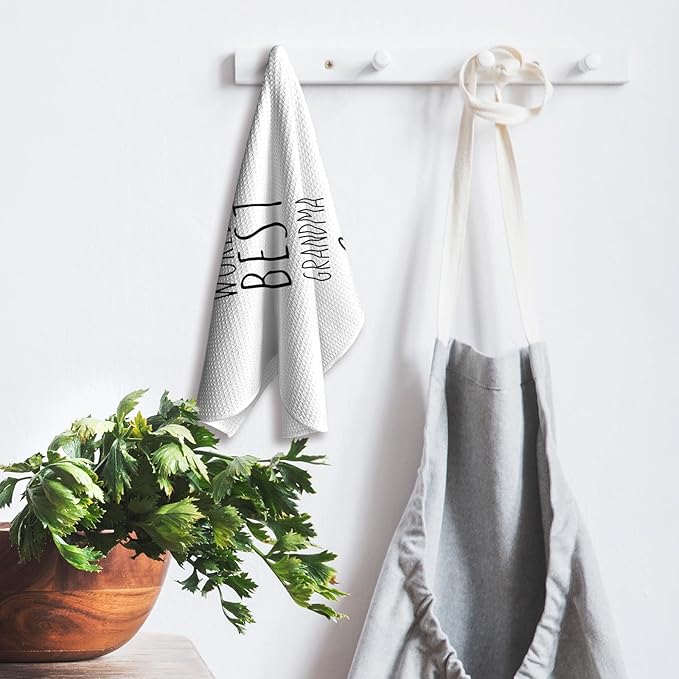 World's Best Grandma Kitchen Towels, Best Grandma Gifts for Grandmother Grandma, Grandma Gifts from Children, Grandma Mother's Day Birthday Gifts Tea Towels Kitchen Hand Towels 16x24 Inch